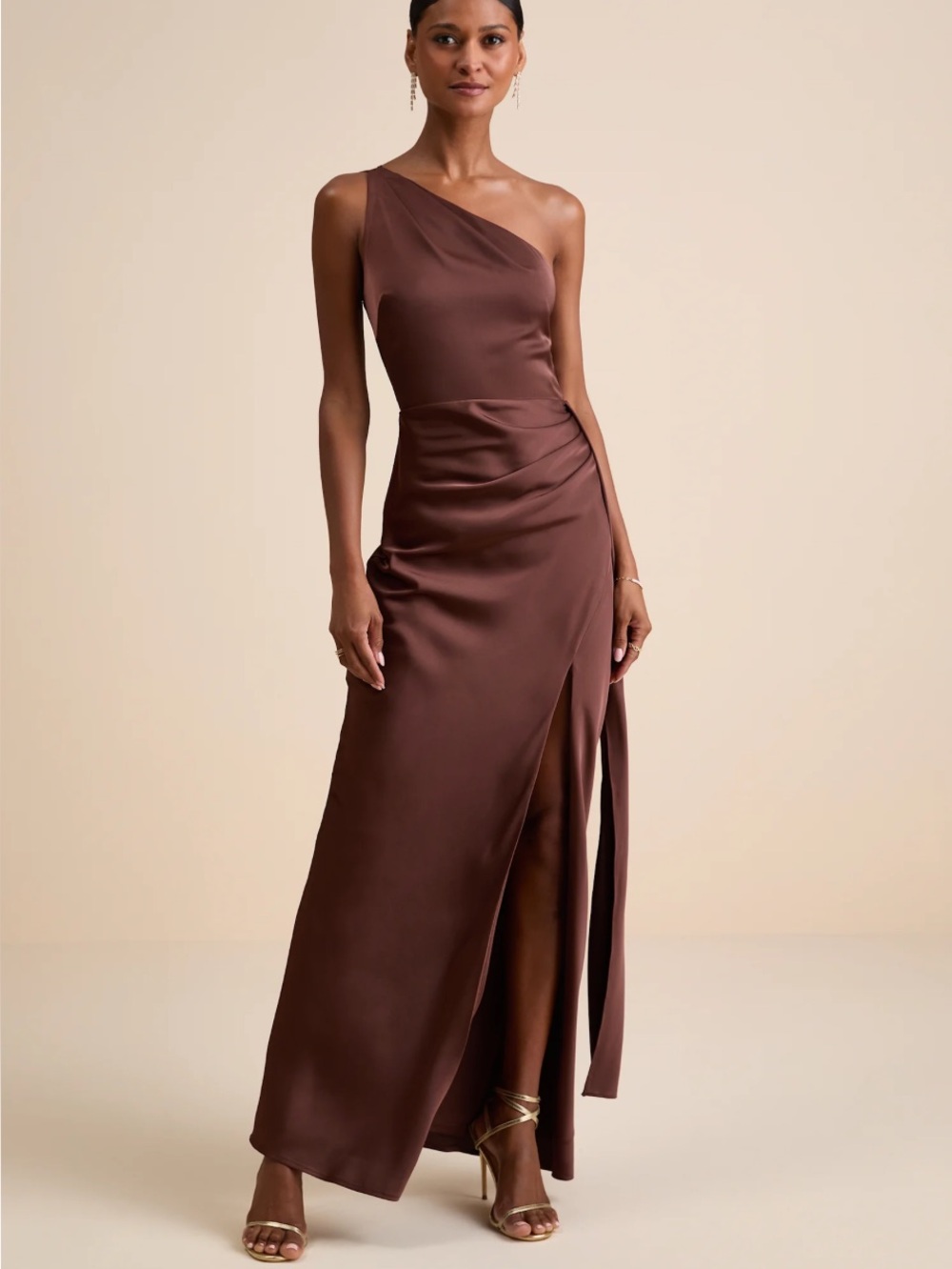 New Lulus One-Shoulder Purple Satin Evening Dress Sz XS
